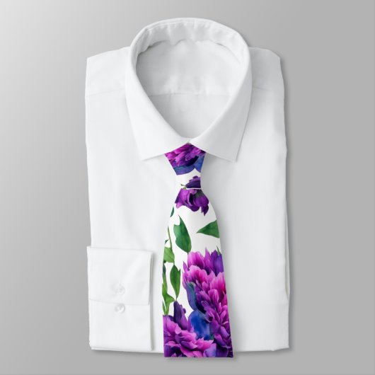 Romantische lila magenta rosa Aquarellbäume Krawatte (Gebunden)