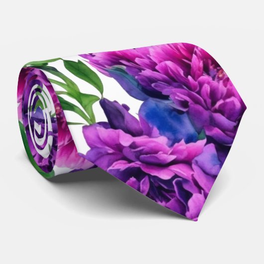 Romantische lila magenta rosa Aquarellbäume Krawatte (Gerollt)