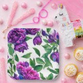 Romantische lila magenta rosa Aquarellbäume Pappteller (Party)