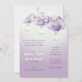 Romantische Lila Mason Jar Firefly Wedding Einladung (Vorderseite)