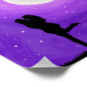 Romantische Lila Nacht Vollmond Sterne Datum Poster (Ecke)