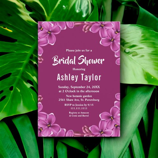 Romantische Lila Orchideen Rose Blumenkraut Brautp Einladung