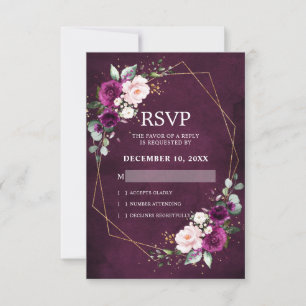 Romantische Lila Pflaume Rosa Bläschen Geometrie RSVP Karte