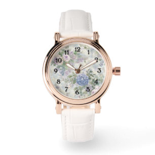 Romantische lila rosa Blumen Armbanduhr