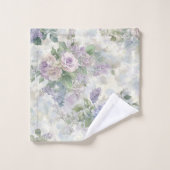 Romantische lila rosa Blumen Badhandtuch Set (Waschlappen)