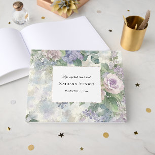 Romantische lila rosa Blumen Hochzeit Gästebuch