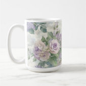 Romantische lila rosa Blumen Kaffeetasse (Links)