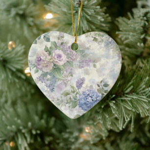 Romantische lila rosa Blumen Keramik Ornament