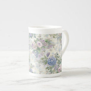 Romantische lila rosa Blumen Porzellantasse