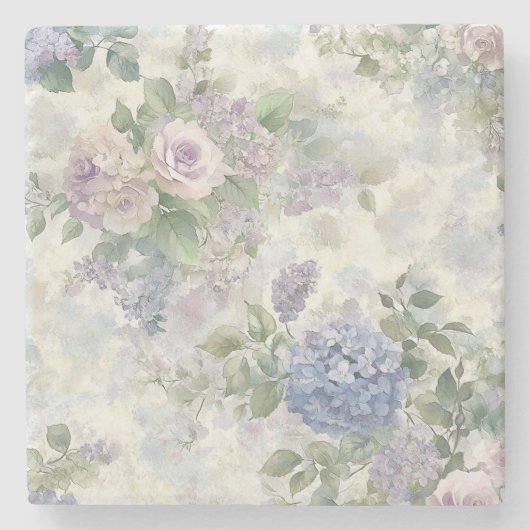 Romantische lila rosa Blumen Steinuntersetzer (Vorderseite)