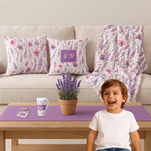 Romantische lila rosa Pastel Botanischer Frühlings Fleecedecke