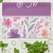 Romantische lila rosa Pastel Botanischer Frühlings Geschirrtuch (Gefaltet)