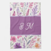 Romantische lila rosa Pastel Botanischer Frühlings Geschirrtuch (Vertikal)