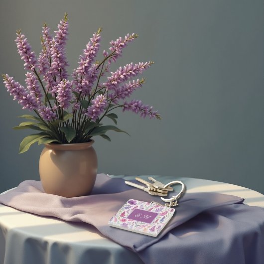 Romantische lila rosa Pastel Botanischer Frühlings Schlüsselanhänger