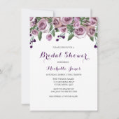 Romantische Lila Rose Brautdusche Einladung (Vorderseite)