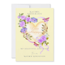 Romantische Lila Rose Gelbe Valentinkarte