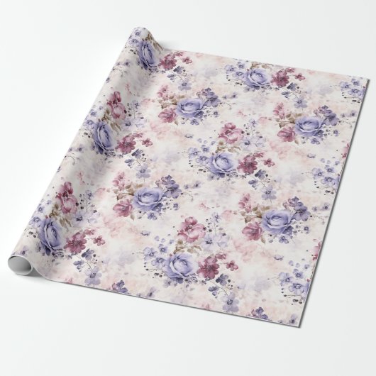 Romantische Lila Rose Geschenkpapier (Ungerollt)