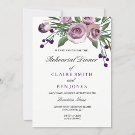 Romantische Lila Rose Hochzeitsessen Probe Einladung