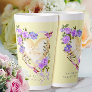 Romantische Lila Rose Liebe immer Beige Latte Tass Milchtasse