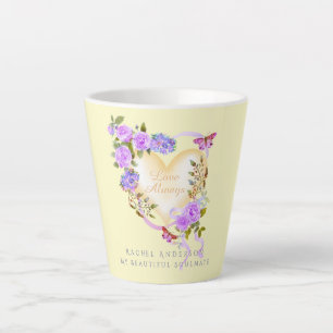 Romantische Lila Rose Liebe immer Beige Latte Tass Milchtasse