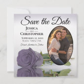 Romantische Lila Rose mit Oval Foto Hochzeit Save The Date (Vorderseite)