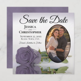 Romantische Lila Rose mit Oval Foto Hochzeit Save The Date