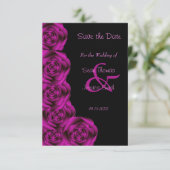 Romantische Lila Rose Save the Date Schwarz (Stehend Vorderseite)