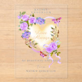 Romantische Lila Rose Valentine Card Acryleinladungen (Vorderseite)