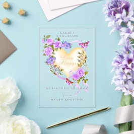 Romantische Lila Rose Valentine Card Acryleinladungen