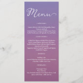 Romantische lila Sonnenuntergang Schneeberge Hochz Menükarte (Vorderseite)