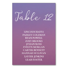 Romantische lila Sonnenuntergang Schneeberge Hochz Tischnummer