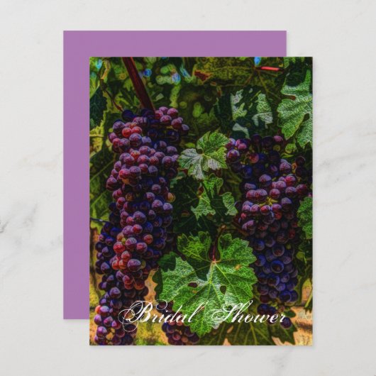 Romantische lila Traube Weinkeller Weinkeller Hoch Einladung (Vorne/Hinten)