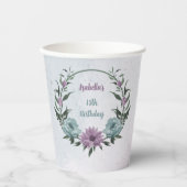 romantische lila und blaue Blumen Pappbecher (Vorderseite)