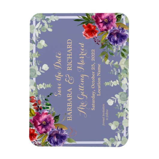 Romantische Lila Wasserfarbe Rett Datum Magnet (Vertikal)