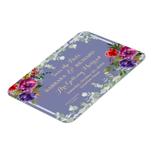 Romantische Lila Wasserfarbe Rett Datum Magnet (Linke Seite)