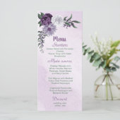 romantische lila weiße Blume Grüne Blätter Menükarte (Stehend Vorderseite)