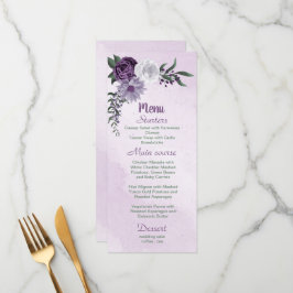 romantische lila weiße Blume Grüne Blätter Menükarte
