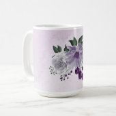 Romantische lila weiße Blumen Grün Kaffeetasse (Vorderseite Links)