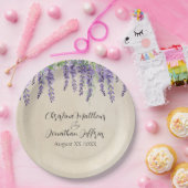 Romantische Lila Wisteria auf dem Rustikalen Paris Pappteller (Party)