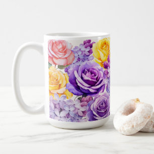 Romantische Lilac-Blume und Rose Kaffeetasse