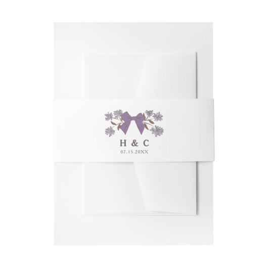 Romantische Lilac Bow Floral Wedding Einladungsbanderole (Vorderseite Beispiel)