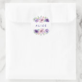 Romantische Lilac & Eukalyptus Floral Runder Aufkleber (Tasche)