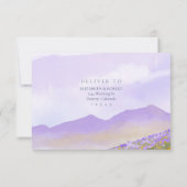 Romantische LIlac Night Landscape Wedding RSVP Car Dankeskarte (Rückseite)