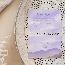Romantische LIlac Night Landscape Wedding RSVP Car Dankeskarte