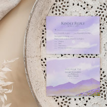 Romantische LIlac Night Landscape Wedding RSVP Car