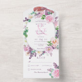 Romantische Lilac & Pink Floral Oval Rahmen Kein A All In One Einladung (Innen Boden)