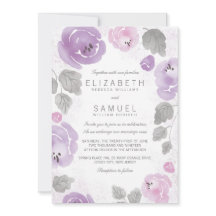 Romantische Lilac Watercolor Rose Hochzeit Einladu