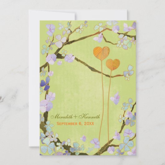 Romantische Lime Green Wedding Einladung (Vorderseite)
