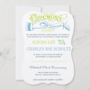 Romantische Limone Aqua Vintag Gatsby Typografie Einladung