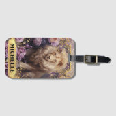 Romantische Lion und Lila Rose Fantasie Gepäckanhänger (Vorderseite (Horizontal))